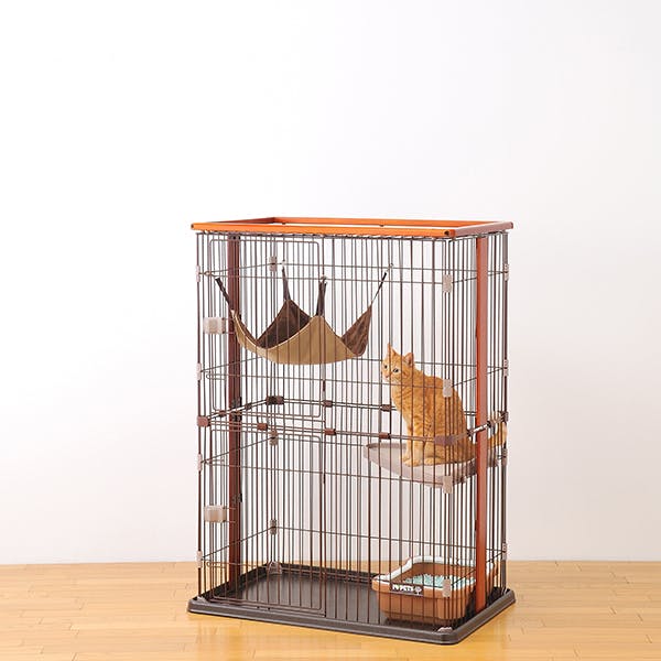 ウッドワンサークル キャット 2段タイプ 天井付き 通気性 ロック付き