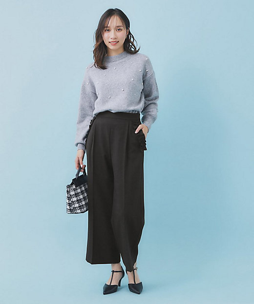 フリルポケットストレートパンツ【洗濯機OK／防シワ