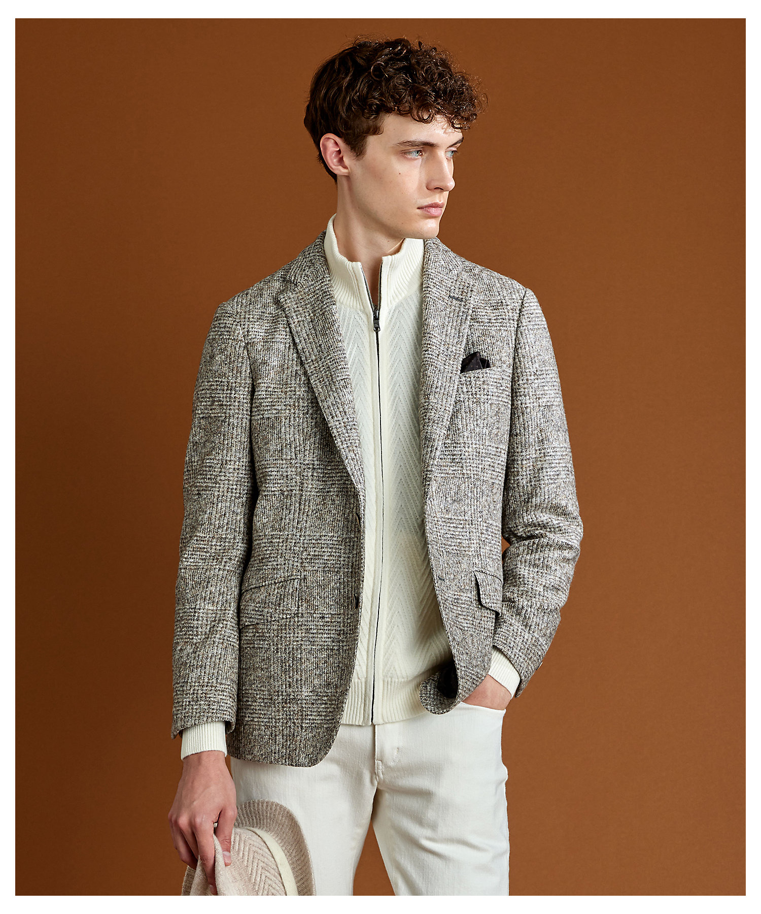 Eaphi チェックコート Eaphi】 no collar wool check coat Eaphi