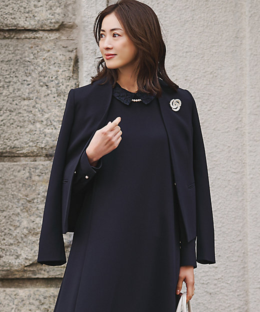 セットアップ対応／洗える】トリアセダブルジョーゼット ノーカラー