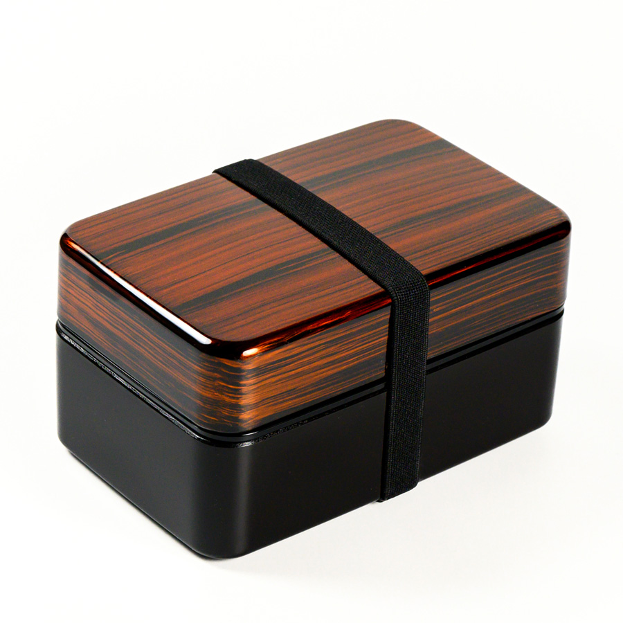 二段弁当箱 長角 白檀 ランチボックス 漆器の井助