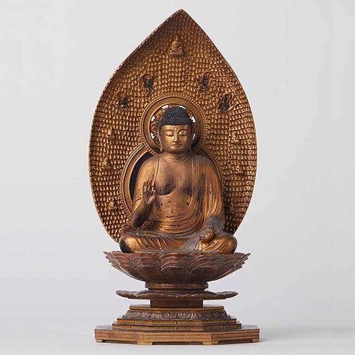 お盆お彼岸大特価中 仏像☆伽耶材 阿弥陀如来三尊像6寸立☆観音菩薩