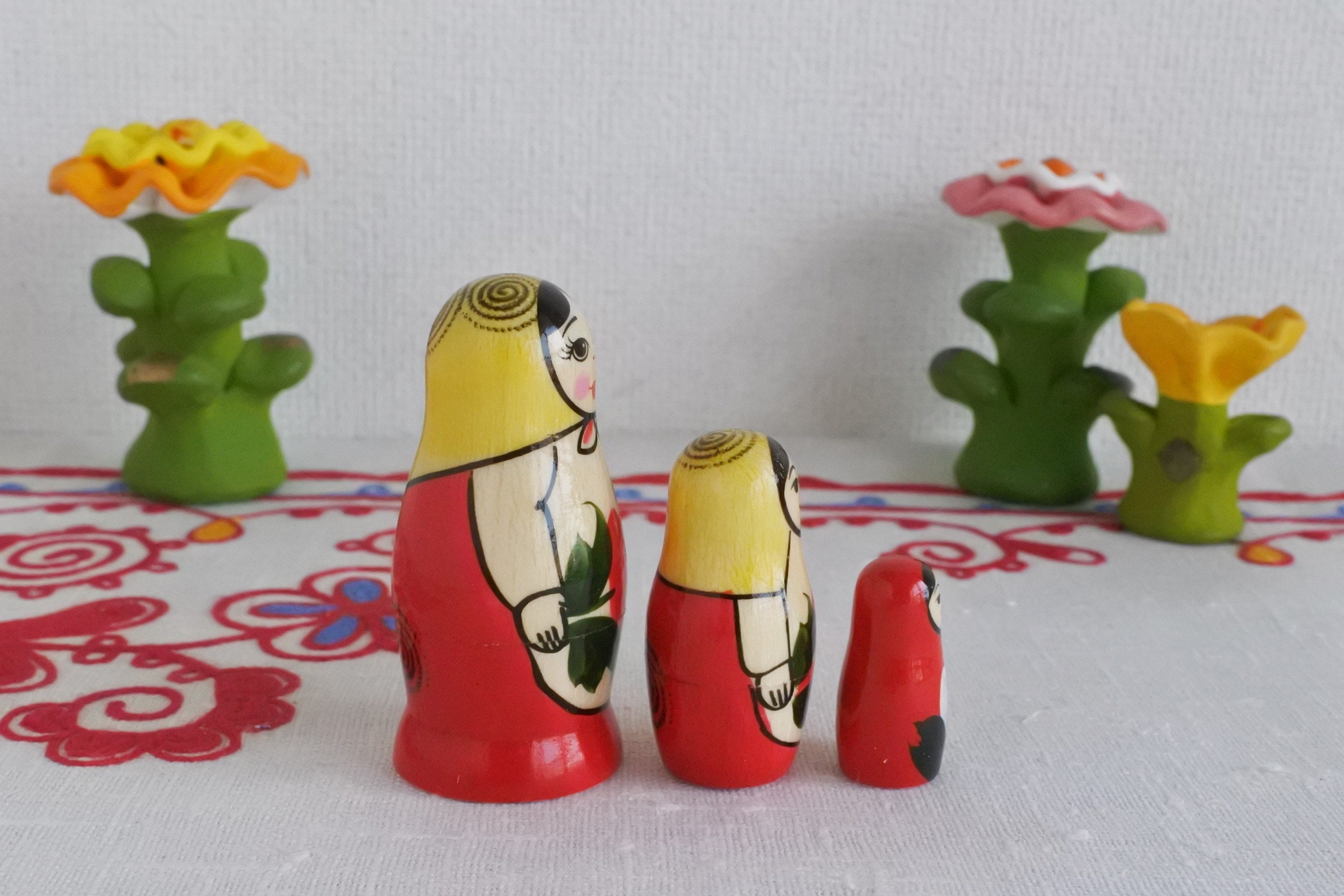 マトリョーシカ トラディショナル 3ピース セミョーノフ ロシア雑貨い