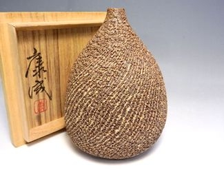 人間国宝 松井康成 練上 水指 逸品 真作保証 共箱 人間国宝