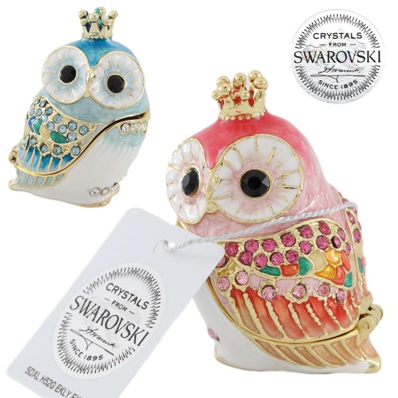 スワロフスキー クリスタル フクロウ 2体セットP-5 スワロフスキー