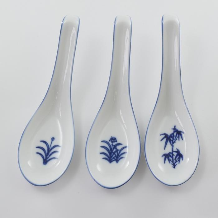 蓮華 レンゲ 3点セット /15cm/ 陶器 和食器 和風 染付柄 スプーン