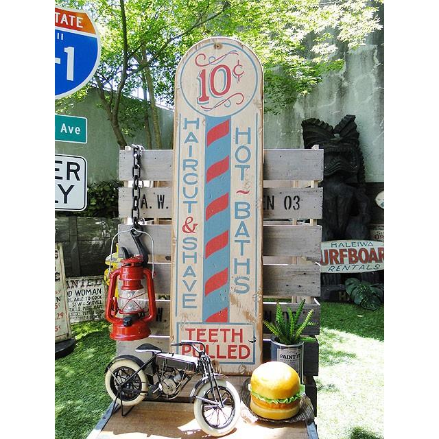 バーバーサインポール 木製看板 アメリカ雑貨 アメリカン雑貨