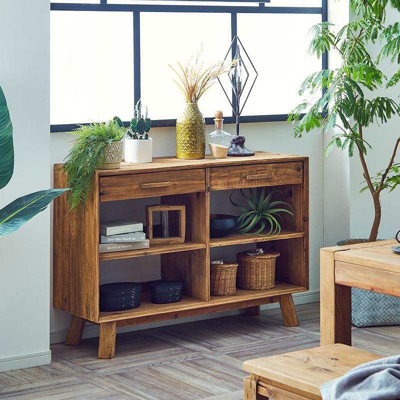 シェルフ 収納棚 レトロ アンティーク 無垢 天然無垢 カフェ 幅120 古