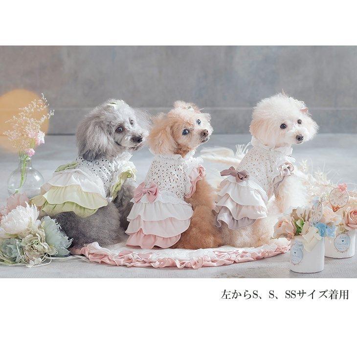 CanNana 犬 服 犬服 ワンピース 春夏 グラデーション レース リボン
