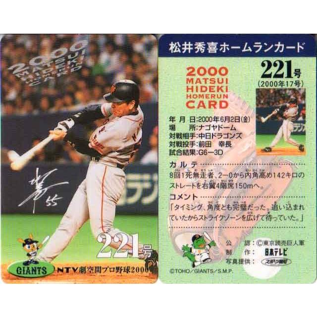 松井秀喜 ホームランカード 221号 : かーど屋本店ヤフー店 - 通販