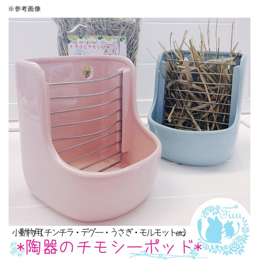 fuu 陶器 チモシーポッド ブルー 食器 牧草入れ フィーダー うさぎ