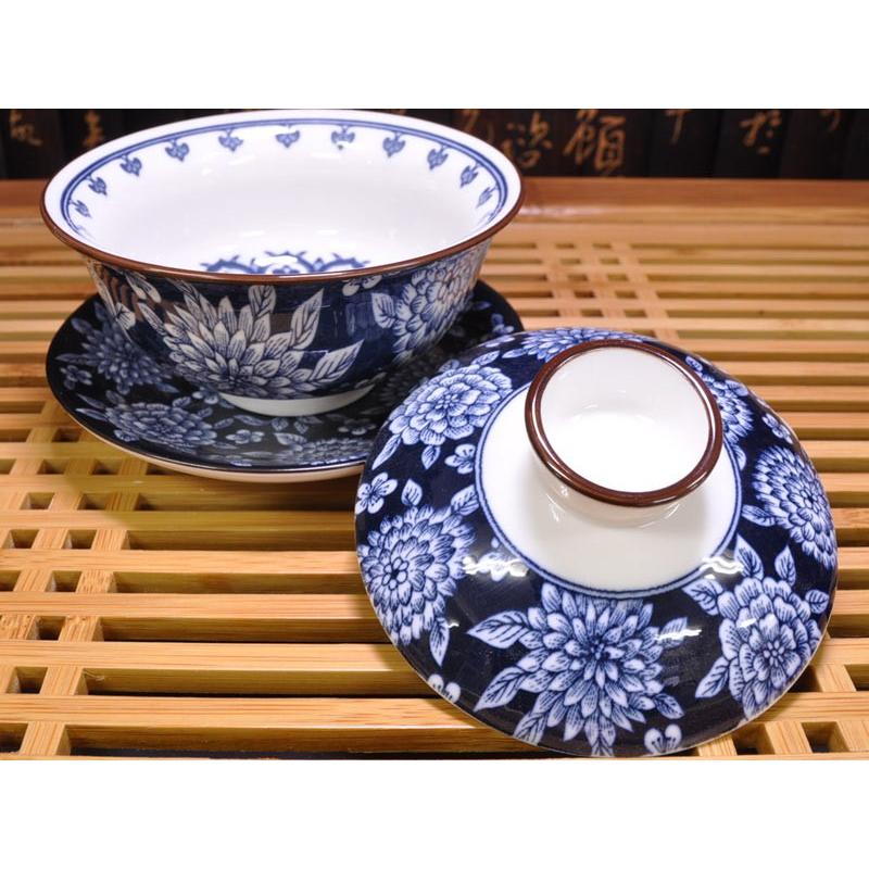 蓋碗（蓋付き湯のみ）青花三才花開富貴 : 中国貿易公司ctcオンライン