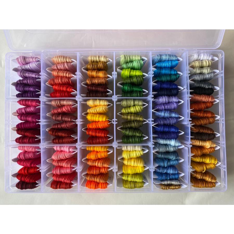 刺繍糸 セット 収納ケース 108色＋金銀糸 （25番/8m/6本綴り/糸巻き