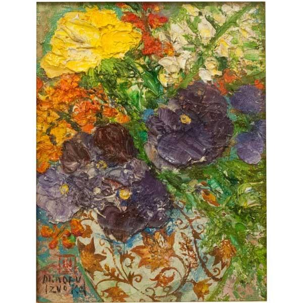 出岡実 すみれ 静物画 油彩 0号 : アンティーク慈光 - 通販 - Yahoo