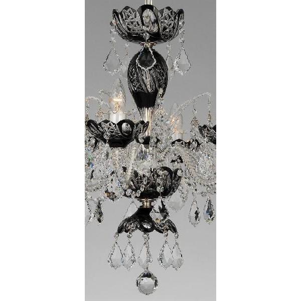 黒 切子 シャンデリア CH-06GA-BLACK LED電球対応 6灯 高級 クリスタル