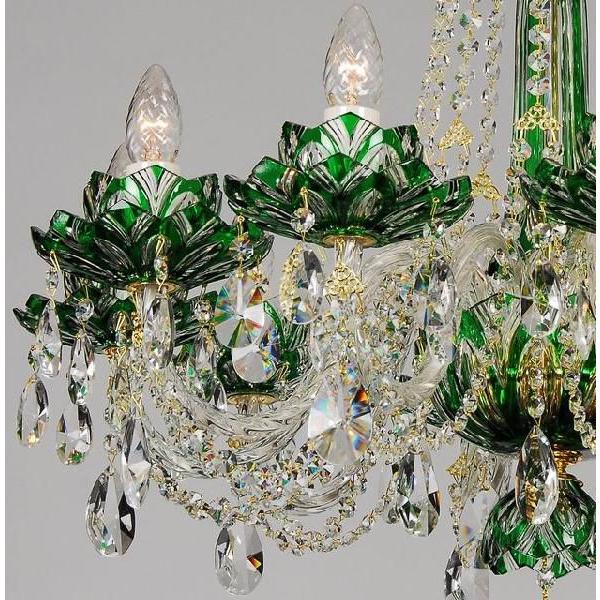 シャンデリア CH-10ロータス・グリーン 緑切子 蓮の花 10灯 高級