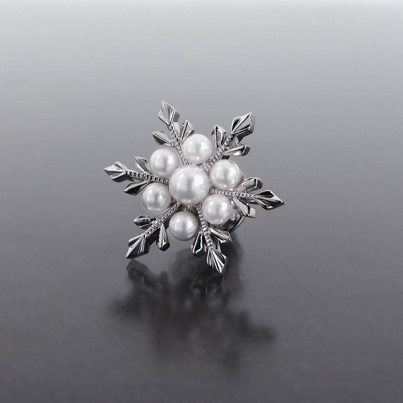 ミキモト ブローチ 雪の結晶 シルバー パール タックピン ジュエリー