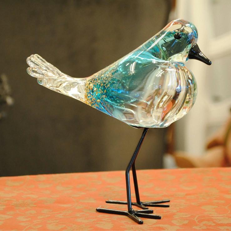 ガラス製ストライプ模様の鳥型オブジェ 楽天市場】ガラス細工 青い鳥