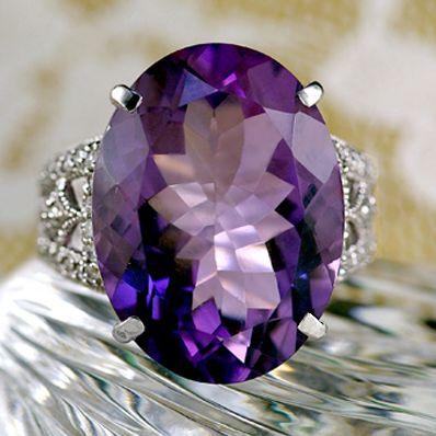 アメジスト リング 指輪 大粒 15.0ct Pt900/K18WG アンティーク風 2月