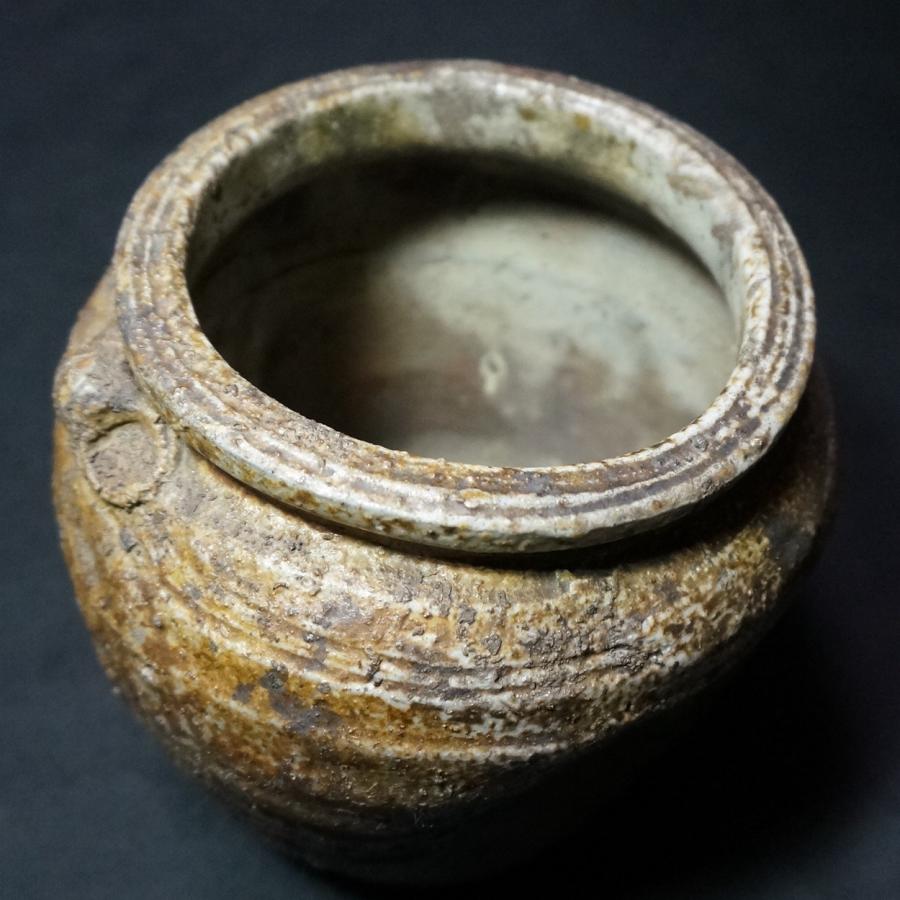 古備前】種壺 茶道具 水指 花入 花瓶 耳付 壺 蹲 甕 高さ15cm