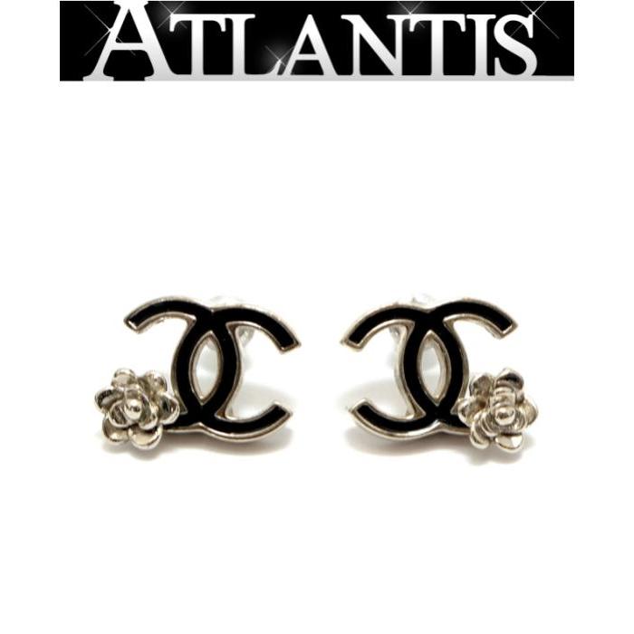 CHANEL（シャネル） 美品 カメリア ココマーク ピアス 黒×シルバー 07P