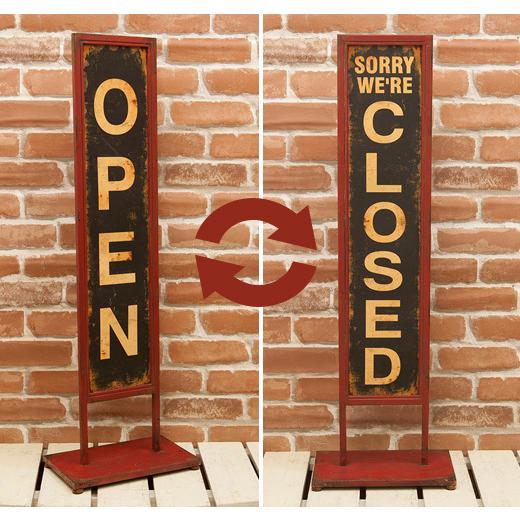 両面 プレート アンティーク調 置型 自立看板 オープン クローズ