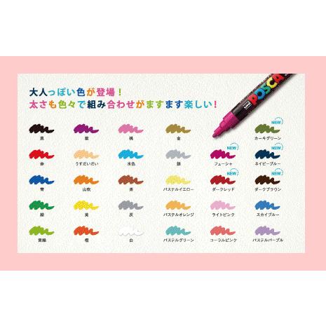 三菱鉛筆 ポスカ 中字丸芯 29色セット（ケース付き）uni PC-5M 水性