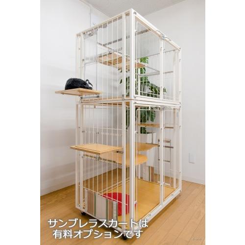 扉と後面がアクリル 猫 ケージ 2段 観音開き W90xD60xH150 cm キャット