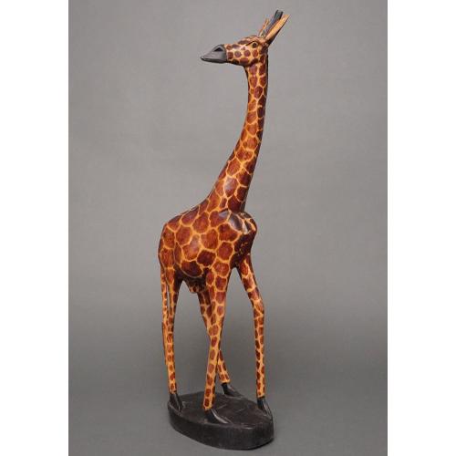 ケニア製キリンの置物木彫り