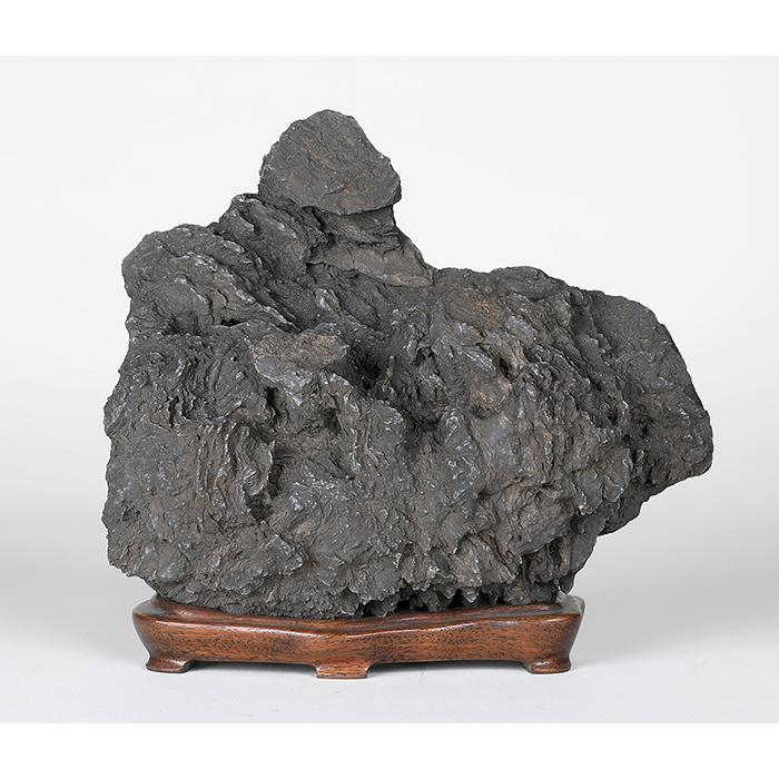 うぶ出し 水石 天然石 鑑賞石 自然石 木製専用台座付き うぶ出し 品評