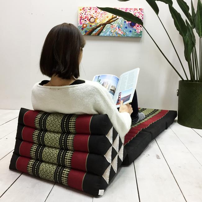 三角枕 タイ 三角 クッション 枕 4段 マット3枚 象柄 花柄 座椅子 昼寝