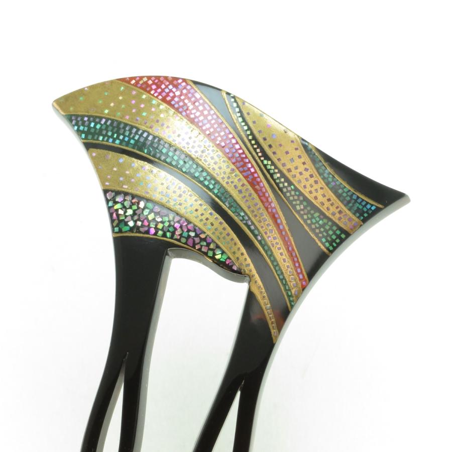 鼈甲 簪 螺鈿蒔絵 モダン文様 かんざしべっ甲 本鼈甲 髪飾り A34 (留袖