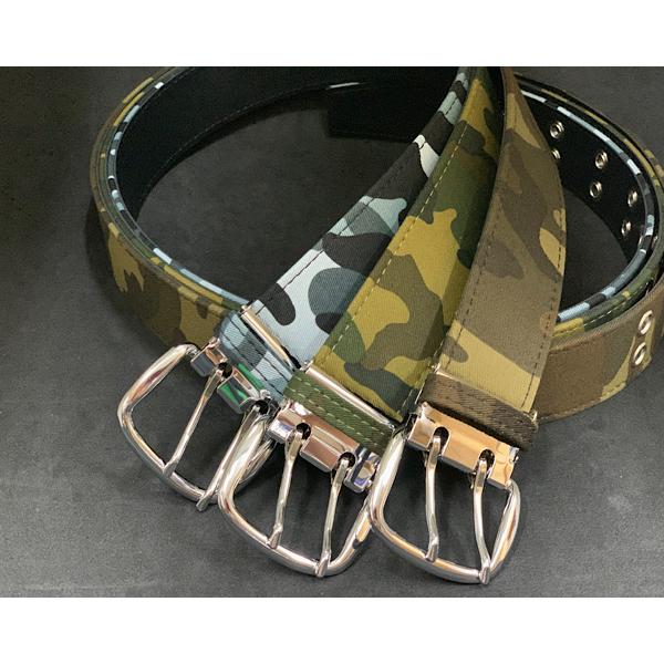 Wピンベルト】 迷彩柄ベルト 40ミリ幅 ダブルピンベルト camo柄