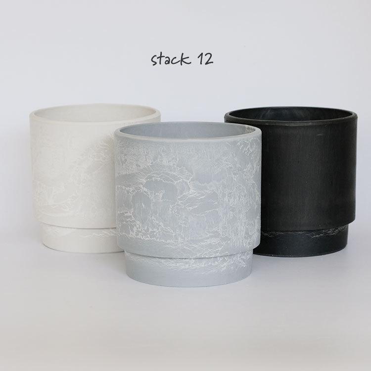 植木鉢 おしゃれ 軽い スタック12 サボテン 頑丈 塊根植物 多肉 黒