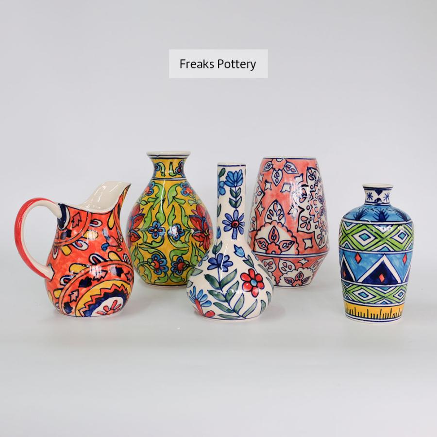 花瓶 おしゃれ インド製 ハンドメイド アート 陶器 | Freaks Pottery