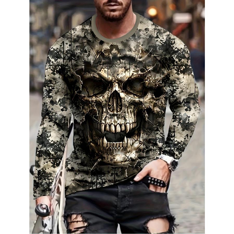 スカル柄 長袖Tシャツ ロンT 185 柄シャツ ストリート ダンス HIPHOP B