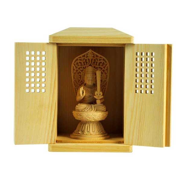 総桧【格子扉厨子入り仏像】虚空蔵菩薩・守り本尊・御本尊：送料無料