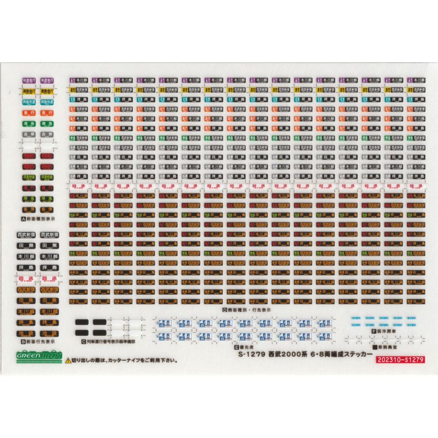 グリーンマックス S-1279 西武2000系 6・8両編成ステッカー : グリーン