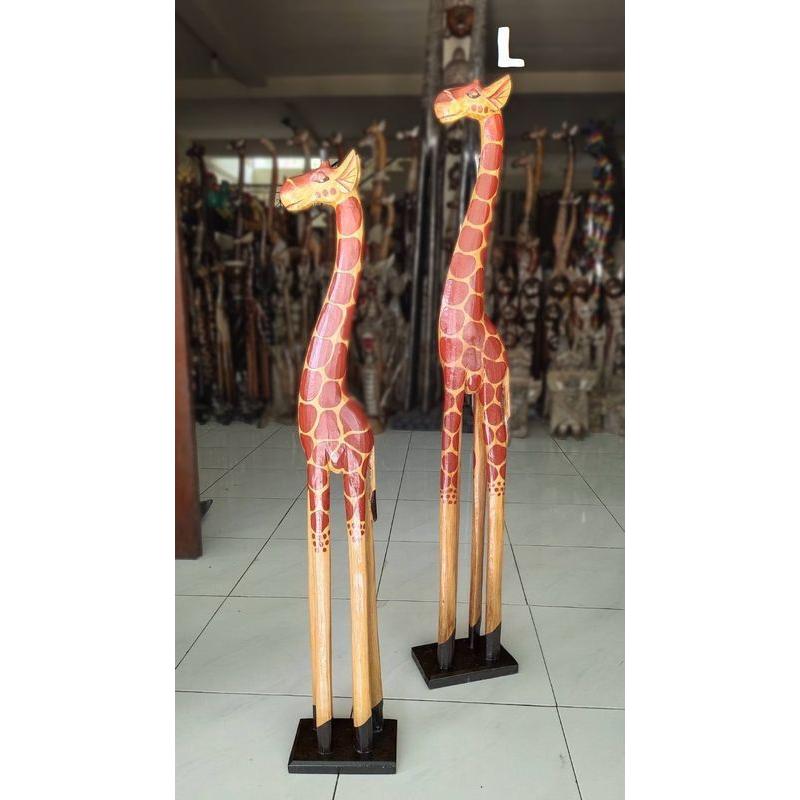 キリン 置物 木彫り オブジェ 木製 120cm おしゃれ 新生活 インテリア