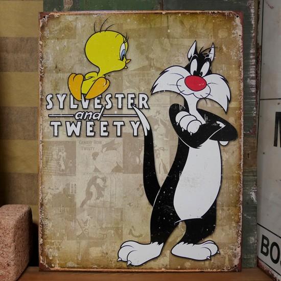 シルベスター&トゥイーティー ブリキ看板 インテリア ルーニー