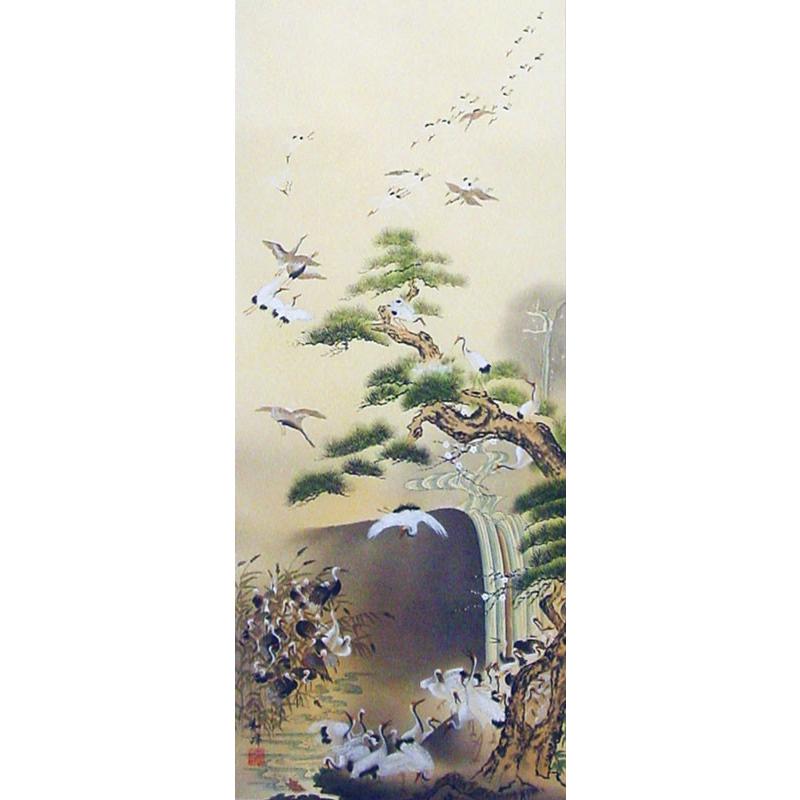 掛軸□川村観峰 立雛 お雛様 桃 日本画 桐共箱 骨董品□ 【公式通販】