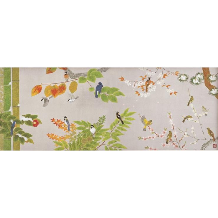 上村淳之 『四季花鳥図』 彩美版・シルクスクリーン手摺り複製画 額装