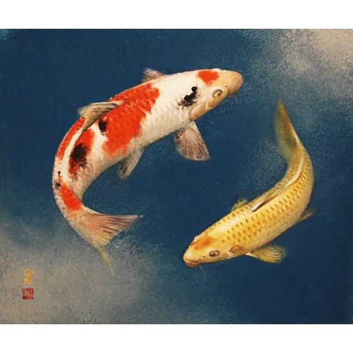 山下 関城 鯉 絵画 Amazon.co.jp: 山下関城 『双鯉』 日本画 F10(10号
