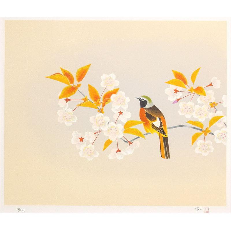 上村松篁 ナデシコ 大型額装品75㎝ 日本画リトグラフ 撫子203⁄250 落款