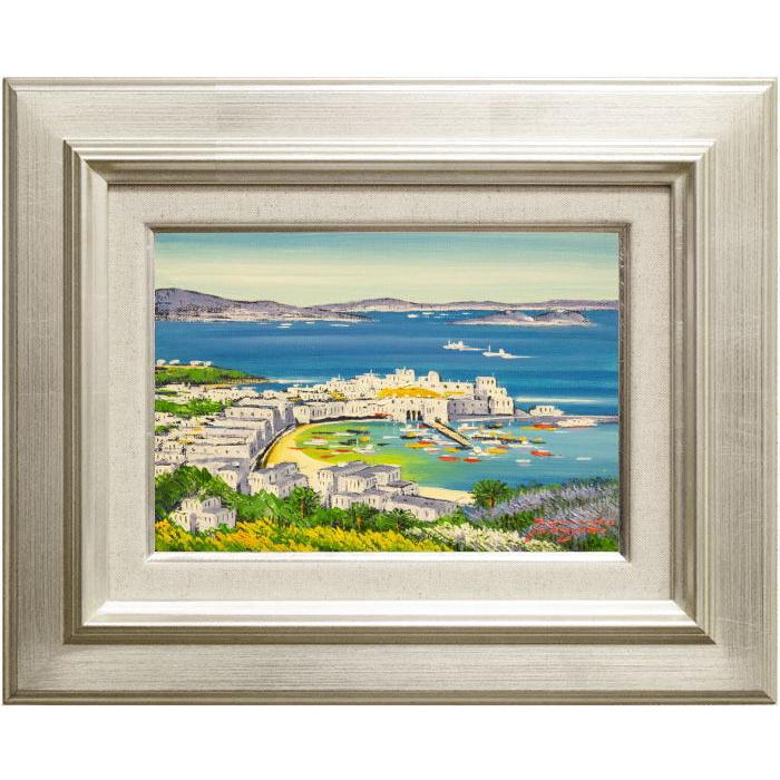 中島晃次作品 「運河ある街」 油彩画 F4 金色フレーム