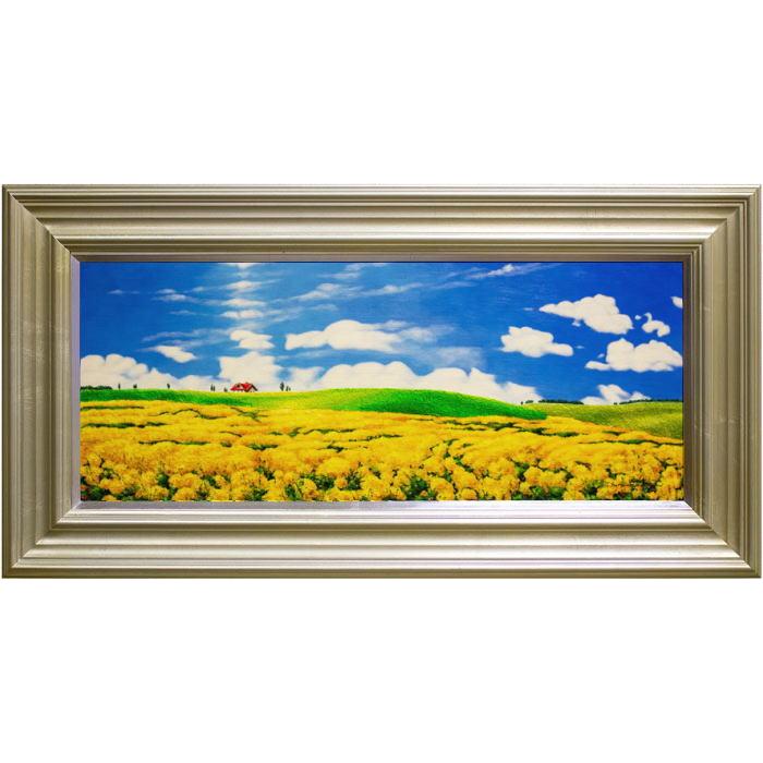 風景画 油彩画 緑と黄色のトーン27✖️24 風景画 油彩画 緑と黄色の