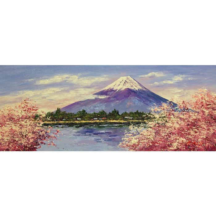 油絵 油彩 油彩画 絵 絵画 【富士山と桜】 油絵 油彩 油彩画 絵画 絵