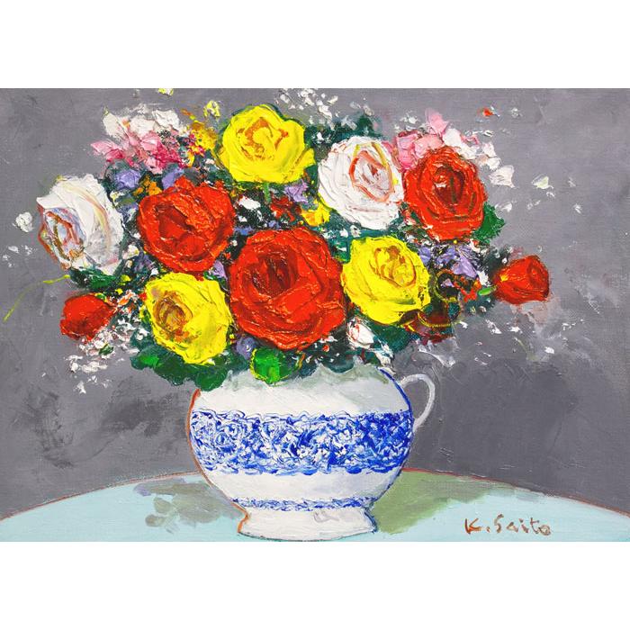 田渕眞兒 油絵 油彩画 薔薇シリーズ 花 No.24-s 田渕眞兒 油絵 油彩画