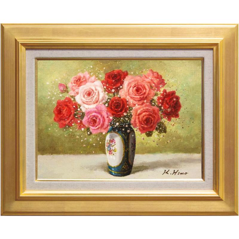 画家haru 油彩画F6号☆薔薇☆ 真作、原画、一点物、静物画。