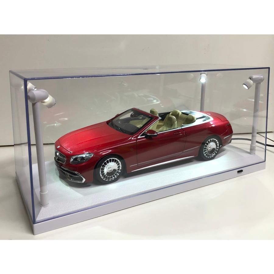 1/18 ミニカー ディスプレイケース LED照明付 USB・電池 ホワイト